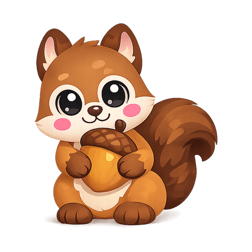 CoinSprout squirrel holding an acorn